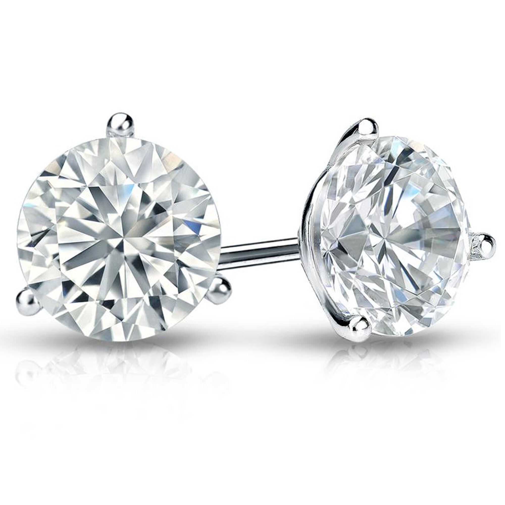 Martini Lab Diamond Stud Earrings Round Cut 14k White Gold 5.00 Carat 1 Lab Diamond Stud Earrings