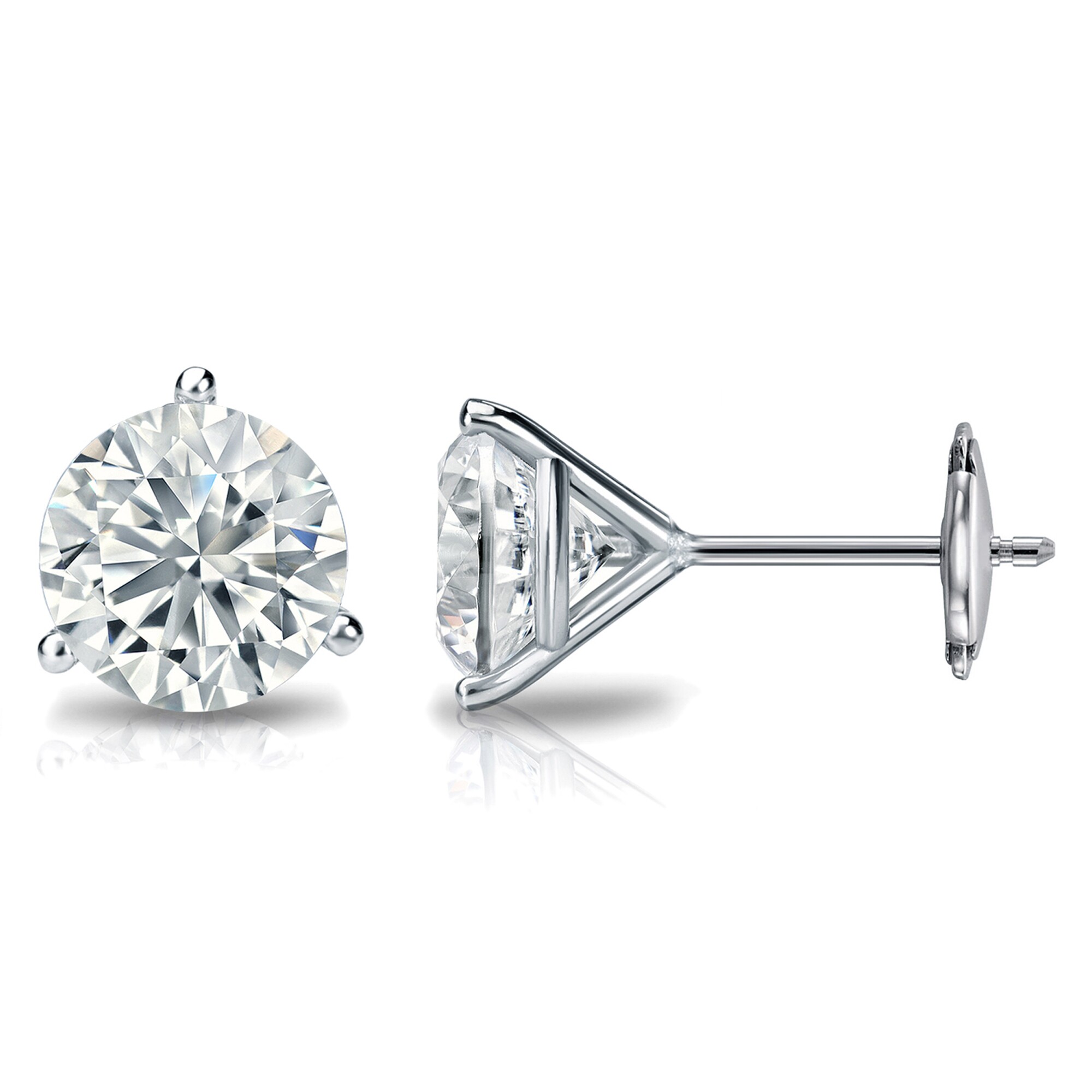 Martini Lab Diamond Stud Earrings Round Cut 14k White Gold 5.00 Carat 5 Martini Lab Diamond Stud Earrings Round Cut 14k White Gold 5.00 Carat - Image 5