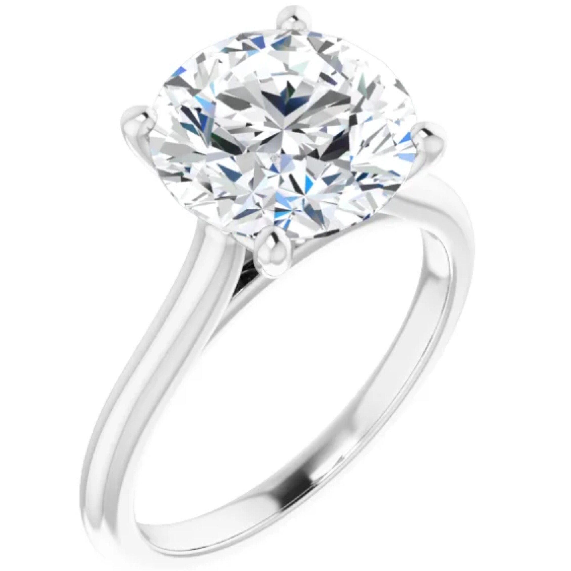 Tiffany 3 Carat Lab Grown Diamond Engagement Ring Round 1 Round Cut Solitaire Lab Grown Diamond Engagement Ring 14k White Gold